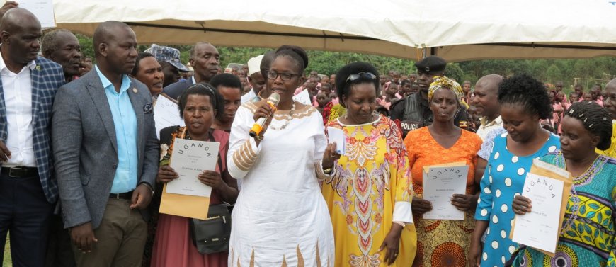 Nabakooba Tasks Rwampara Locals on Land Registration, Hands over Freehold Titles