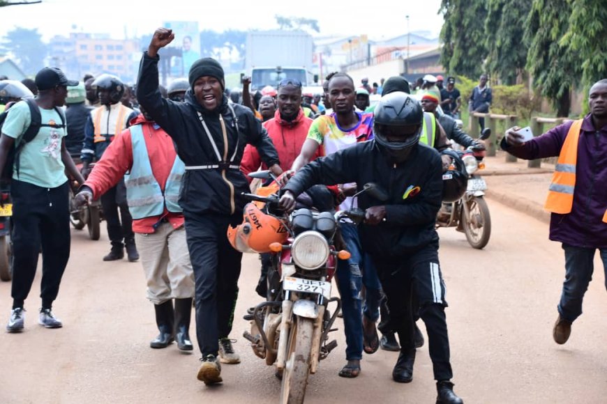 Boda Boda Riders Block the Road after a Speeding Vehicle Knocks Dead their Colleague, Police Arrests Three.