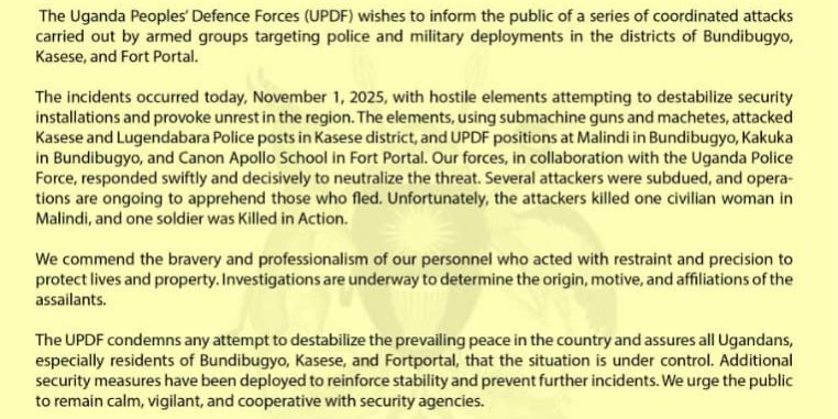 Security Under Siege!! Armed Groups Target UPDF and Police in Western Uganda, UPDF Speaks