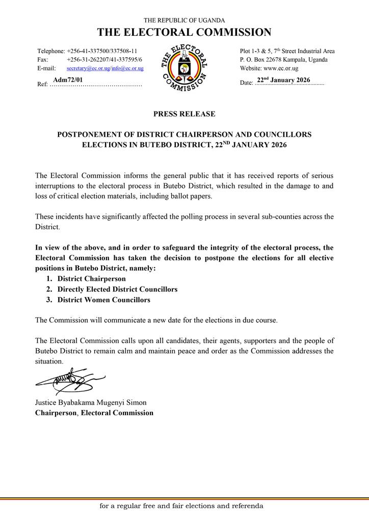 Elections Halted in Butebo After Violence and Loss of Ballot Papers