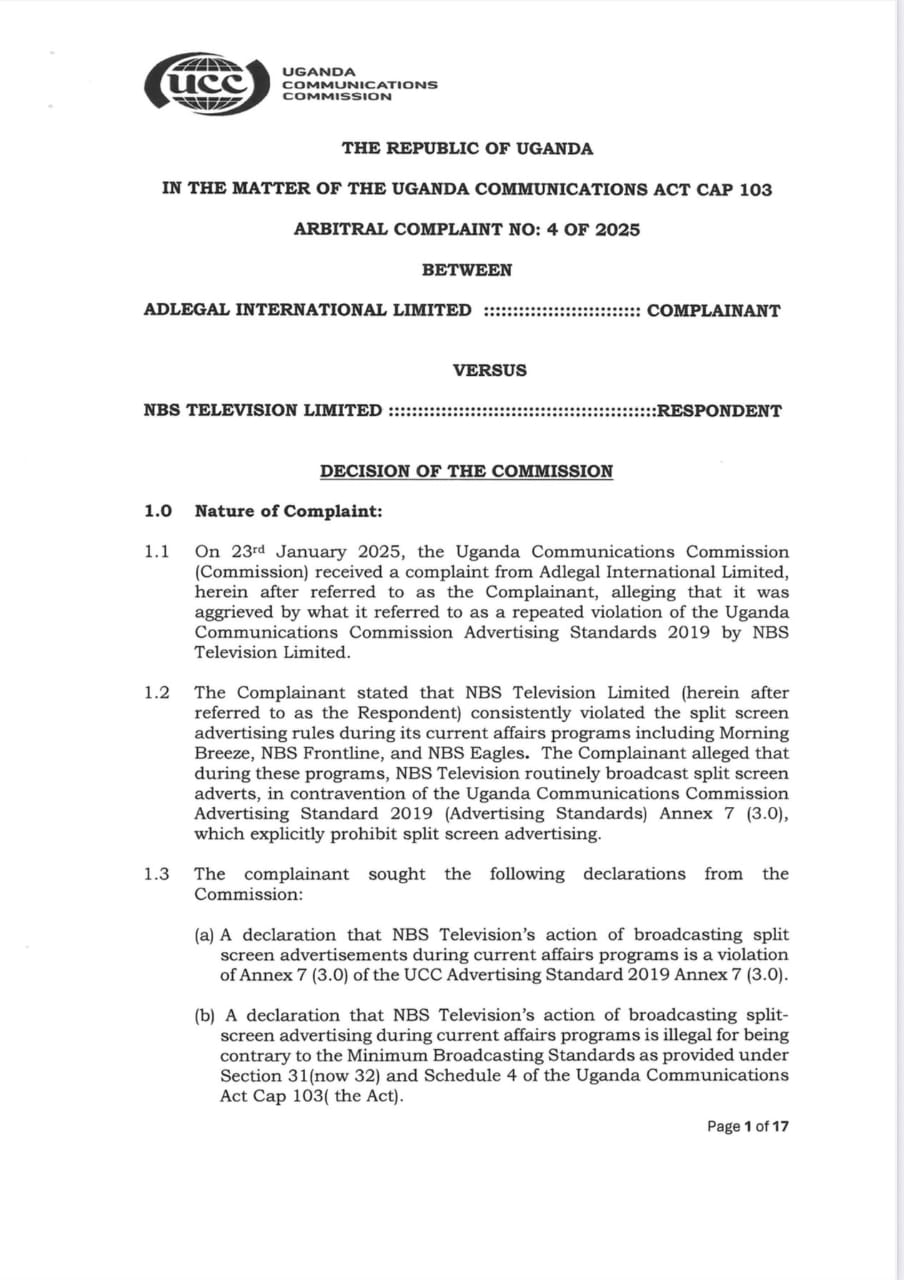 UCC Bans Split-Screen Advertising on NBS TV, Sets New Standard for Broadcasters