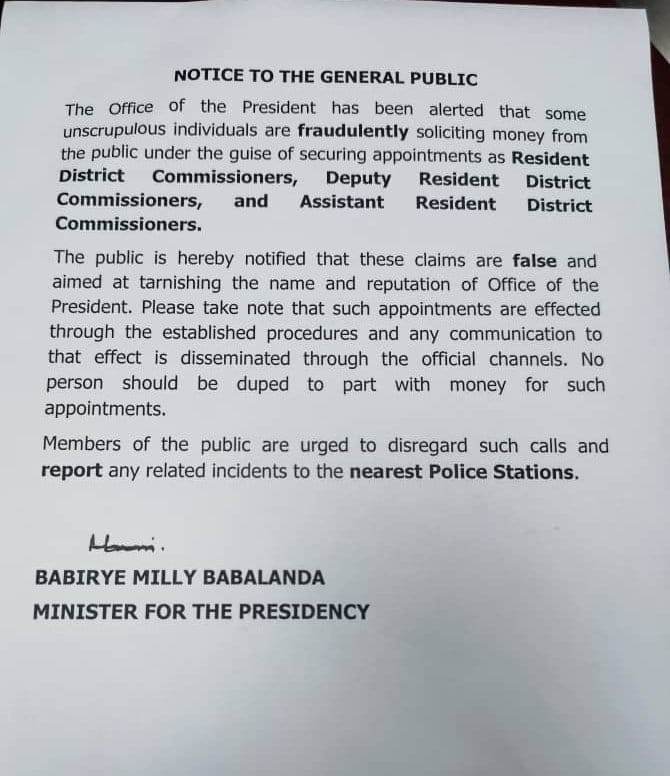 Don’t Be Conned By Fraudsters By Paying Money For Appointments Of RDCs, RCC And Deputies, Minister Babalanda Warns