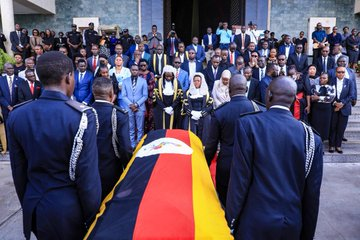 Emotional Scene as Helen Nakimuli’s Casket Arrives at Parliament for Final Honors