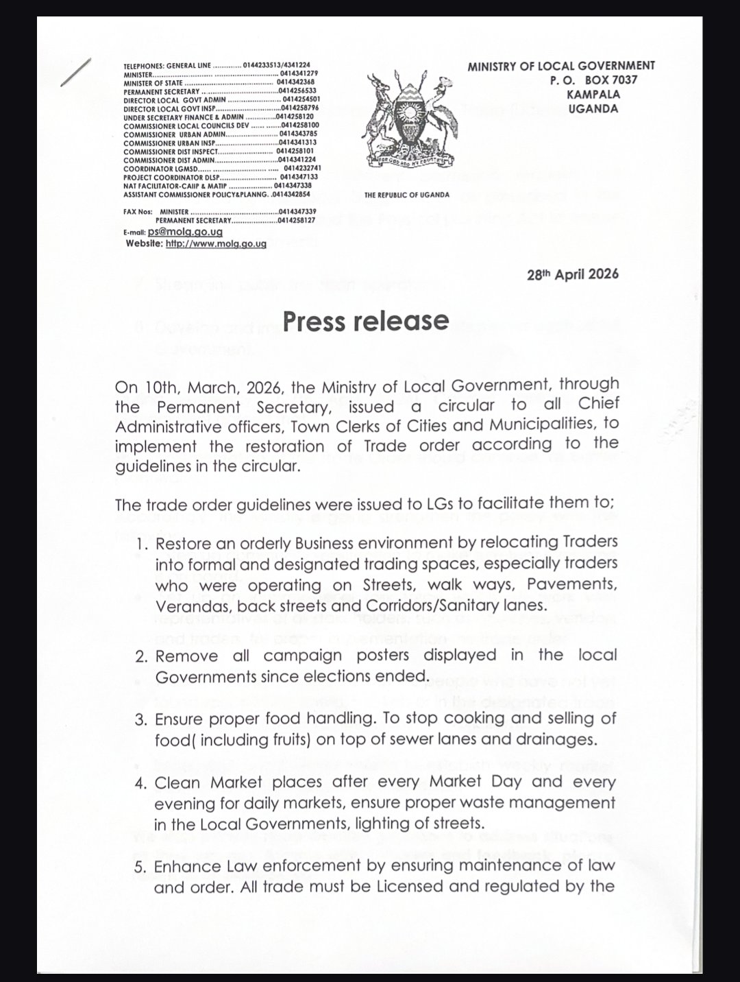 Why can’t we say ; Government Issues New Trade Order Guidelines To Traders.