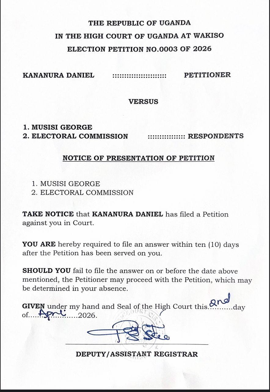 High Court Orders NUP’s Musisi to Respond to Election Petition