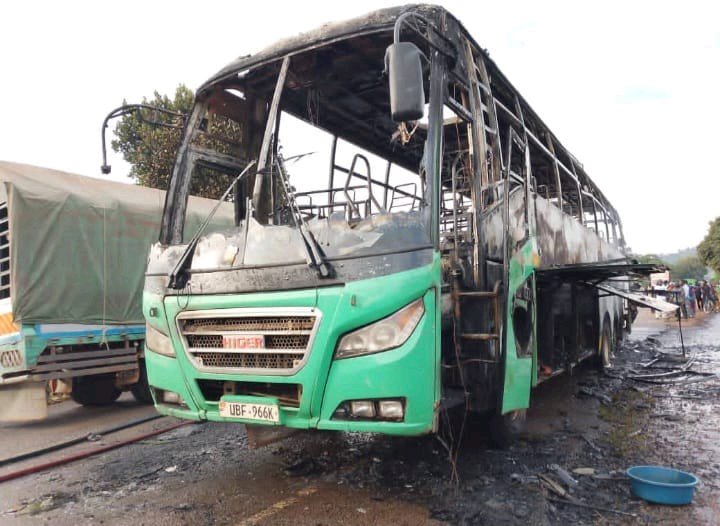 Fire Disaster Narrowly Avoided as Link Bus Bursts Into Flames on Kampala–Mubende Highway