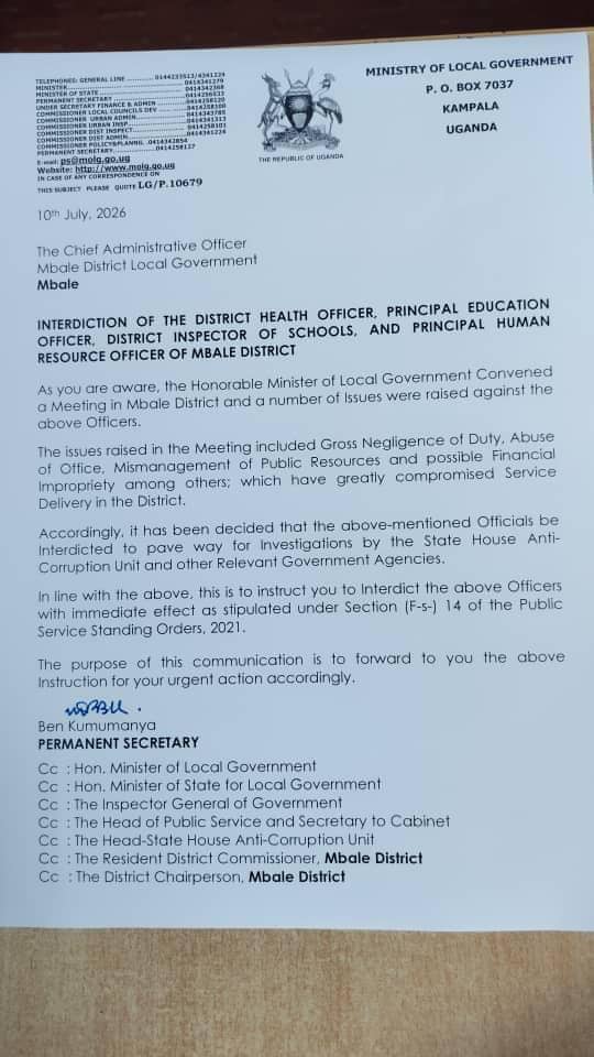 Ghost Workers, Financial Impropriety Allegations! Former Mbale DHO Wangisi Faces Investigation After Interdiction